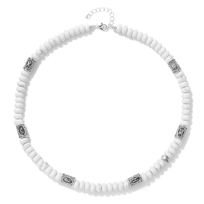 Wholesale 5* 8mm stone abacus bead necklace with Norwegian runes lapis lazuli and tiger' s eye a clavicle chain