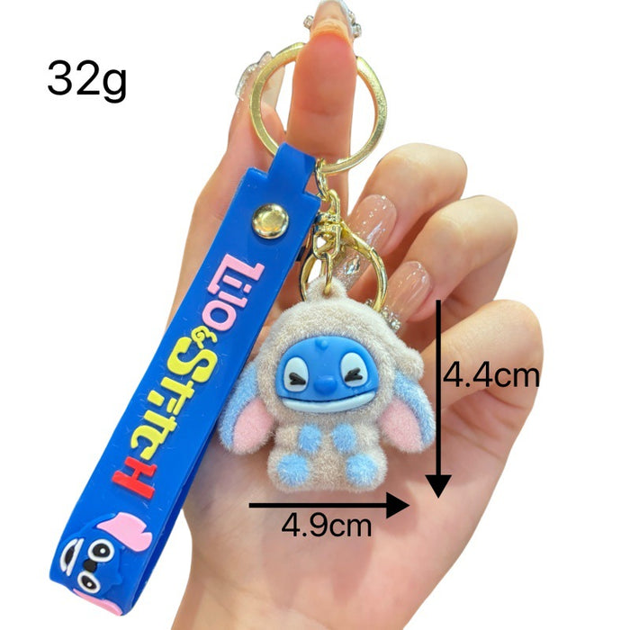 Wholesale Cartoon flocking  keychain student bag keychain car keychain couple pendant