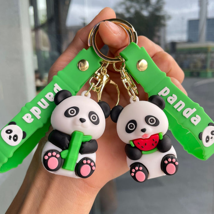 Wholesale Cartoon Bamboo Panda Keychain Bag Pendant Car Keychain Cute Doll Couple Small Gift Wholesale