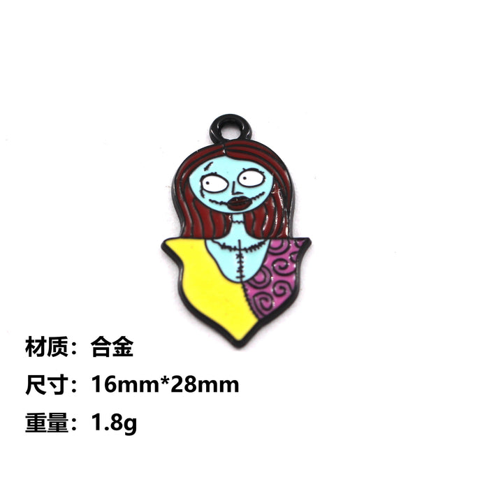 Wholesale 10pcs  Funny Skull Pumpkin Cartoon Accessories Alloy Oil Dropping Pendant Earrings Keychain