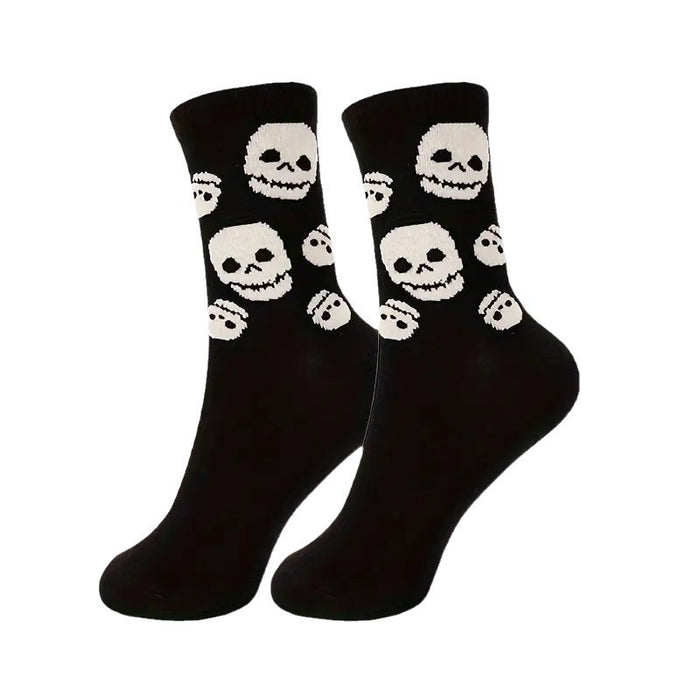 Wholesale  Skull Pumpkin Bat Cartoon Printed Casual Socks Sweat-absorbent Autumn and Winter Mid-tube Socks for Men and Women