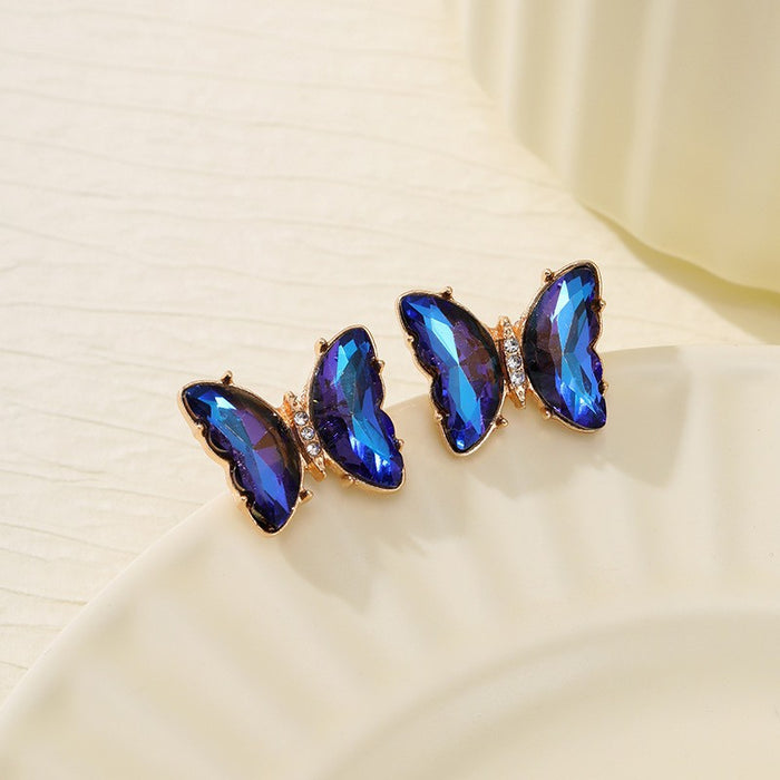 Wholesale Trendy Butterfly Jewelry Set Earrings Necklace Ring Alloy Fashion Accessory