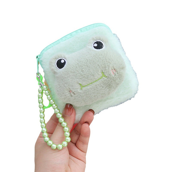Wholesale Plush Animal Coin Purse With Bead Chain Cute Cartoon Large Capacity Pouch Stylish Everyday Bag For Women