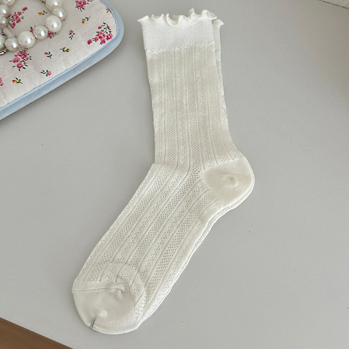 Wholesale Pile up socks, loose mouth mid tube socks, pure cotton mesh boneless socks