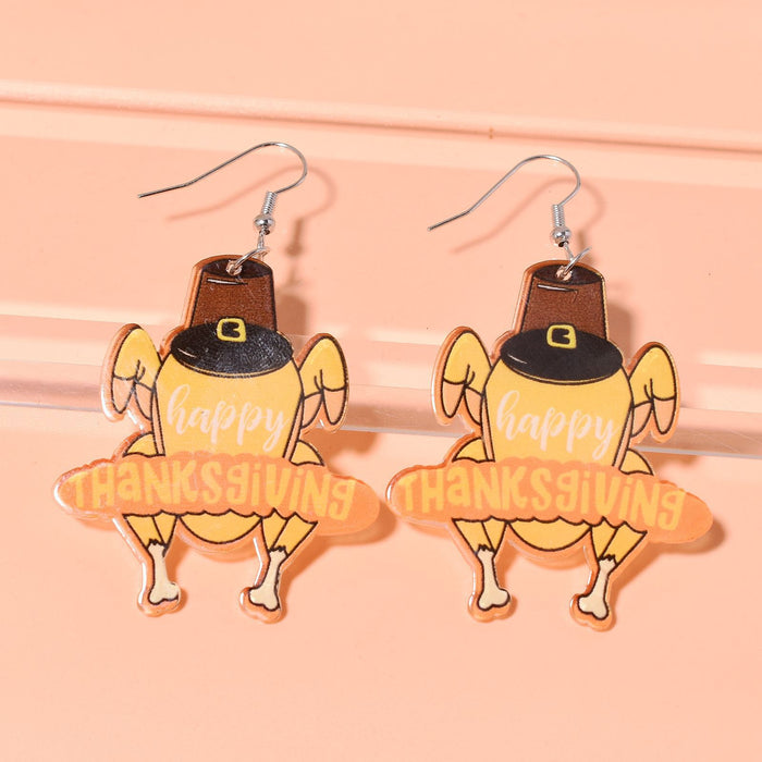 Wholesale Thanksgiving Cartoon Turkey Earrings JDC-ES-Zhanh006