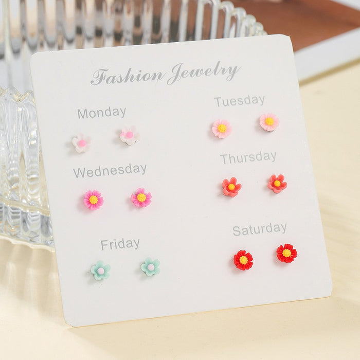 Wholesale 6Pcs Fruit Earring Set Strawberry Dopamine Earrings Alloy Drip Oil Fashion Accessory For Party Gift