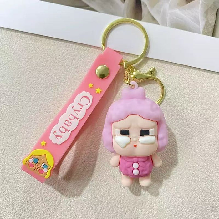 Wholesale Cartoon Flocking Crying Baby Keychain Cute Silicone Doll Doll Car Keychain Gift Bag Pendant