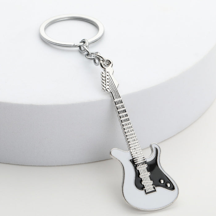 Wholesale Creative Musical Instrument Pendant Keychain Metal Painted Guitar Key Holder Office Culture Keychain Event Gift Bag Decoration