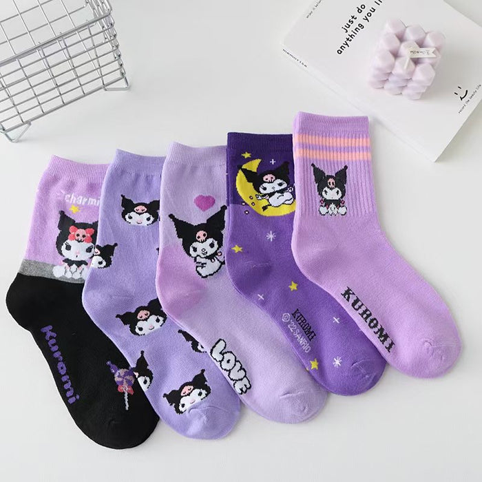 Wholesale cartoon purple combed cotton socks