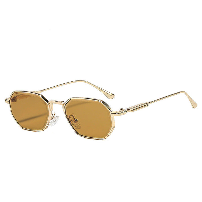 Wholesale Trendy Polygon Sunglasses Gold Frame Gray Lens UV400 for Women Outdoor Travel Fashion Accessory
