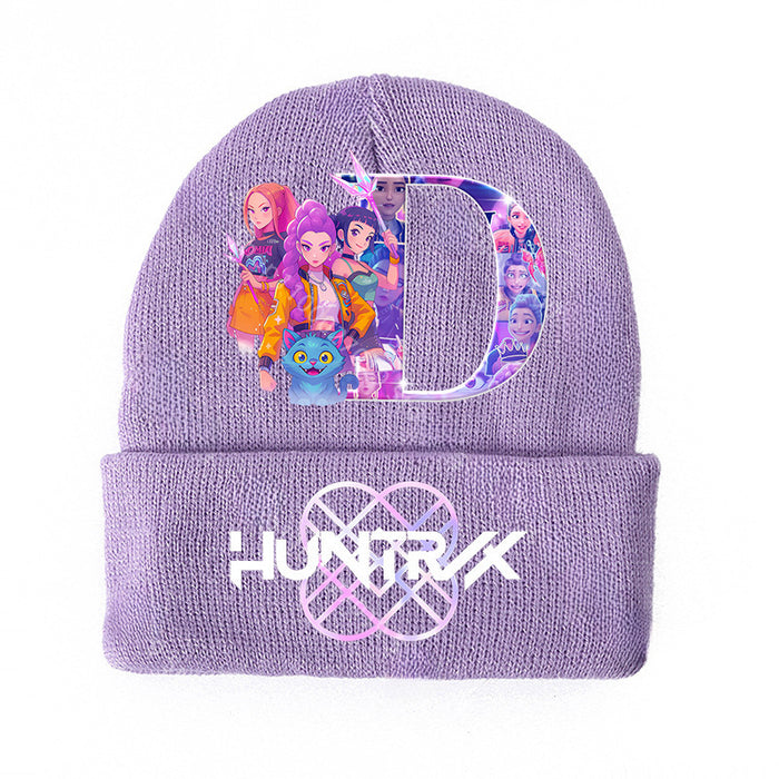 Wholesale KPOP knitted cartoon letters autumn and winter hat