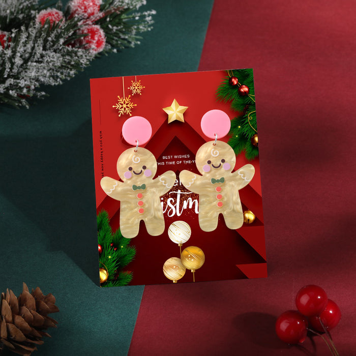 Wholesale Acrylic Christmas Tree Hat Stocking Elk Earrings