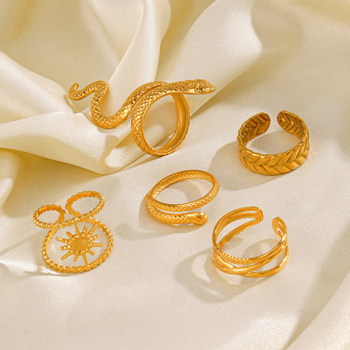Wholesale Stainless steel Gold Plated Rings snake ring Adjustable rings female