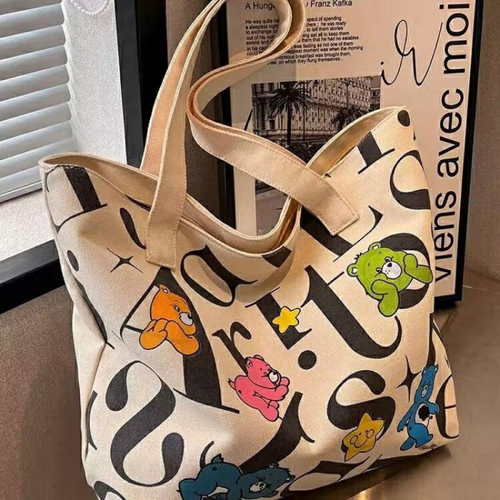 Wholesale Student Canvas Bag Women' s Large Capacity Tote Commuter Bag Versatile Printed