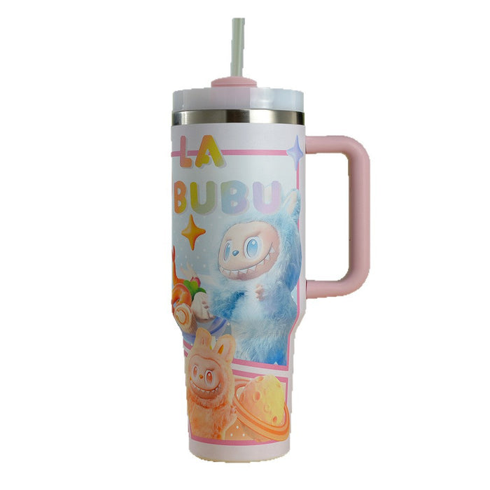 Wholesale 40oz Stainless Steel Thermal Insulation Cup Cartoon Car Cup with Handle and Straw