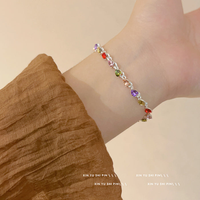Wholesale Colorful Zircon Love Bracelet with Light Luxury and Fashionable Micro Inlaid Zircon Hand Accessories