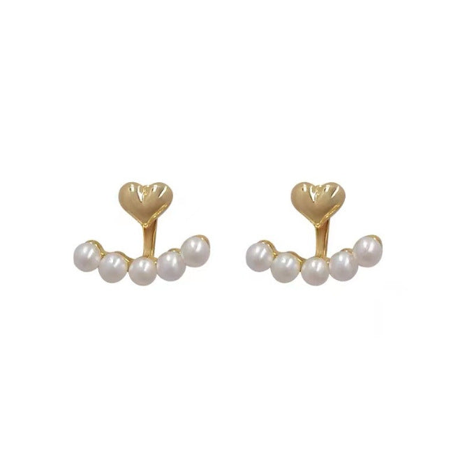 Wholesale Silver Love Pearl Sweet Wind Earrings Women's Fashion All-match High-end Earrings