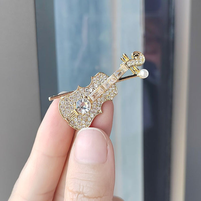 Wholesale Violin Brooch Rhinestone Brooch,  Elegant Oil-Dropping Corsage
