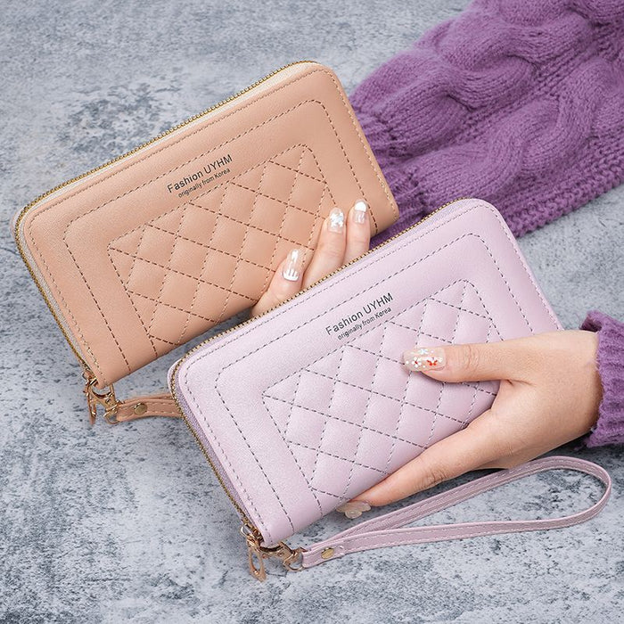 Wholesale Embroidery PU Leather Long Zipper Wallet Women' s Retro Clutch Fashion Accessory Gift Daily Use