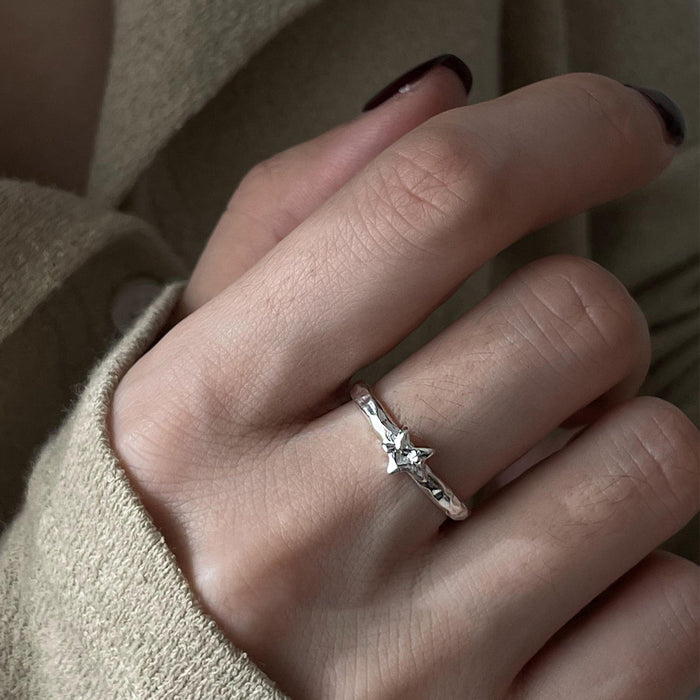 Wholesale Pure silver ring, simple, personalized, niche, high-end, light luxury, versatile, open mouth ring