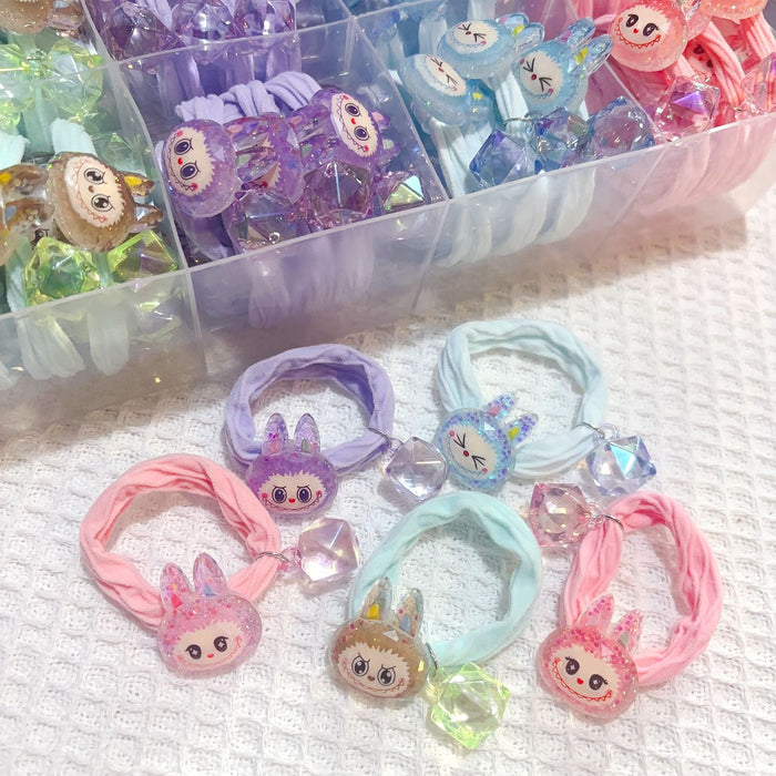 Wholesale 5pcs mix Cute Faceted Shiny Rabbit Rubber Band Hair Band Towel Ring Hair Tie Leather Rope High Ponytail Hair Accessory