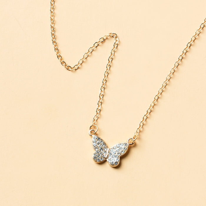 Wholesale Simple and fashionable versatile full diamond butterfly necklace collarbone chain