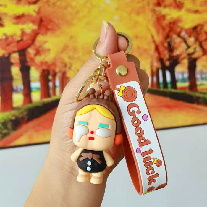 Wholesale Cute cartoon trendy schoolbag pendant keychain furry cute little monster