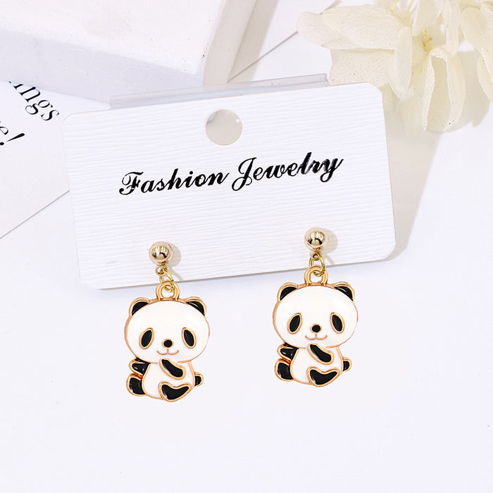 Wholesale Cartoon Panda Ethnic Style Earrings S925 Silver Needle Fashion Accessory Gift MOQ≥2
