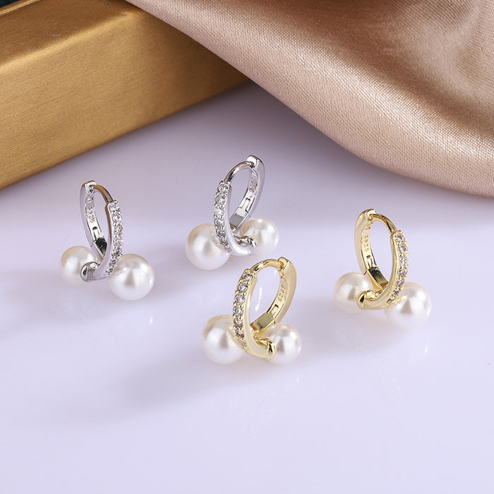 Wholesale  Simple Pearl Earrings Copper Gold-plated  Ear Ring Earrings for Women