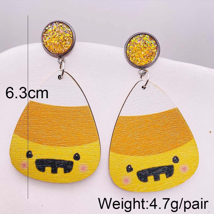 Wholesale  Wooden Earrings Pumpkin Forest Skull  Web Earrings