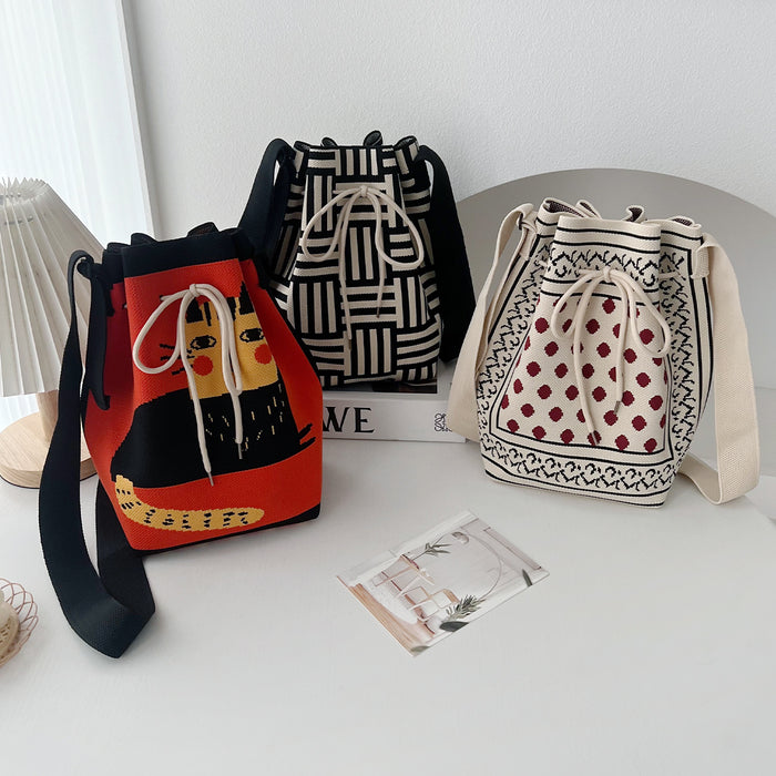 Wholesale Bag for girls, fashionable large capacity woven bag, new casual shoulder crossbody bag