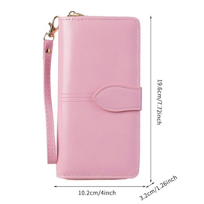 Wholesale Solid Color PU Leather Long Wallet Women Large Fashion Accessory Boutique MOQ≥3