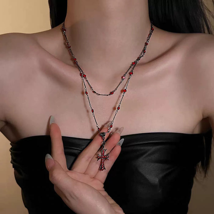 Wholesale New necklace double layered necklace cross pendant