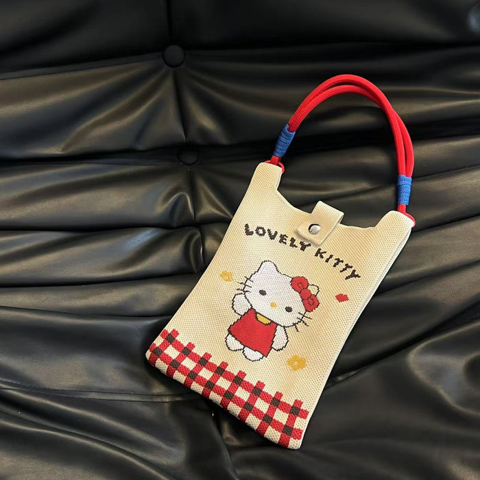 Wholesale Mobile phone bag cartoon knitted bag dopamine color matching handbag niche versatile shoulder crossbody bag