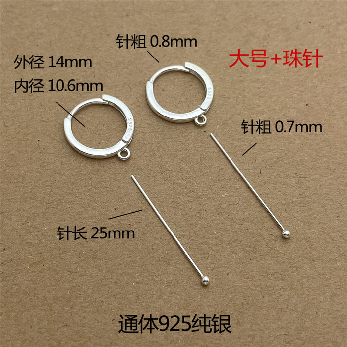 Wholesale Pure silver earring accessories, ear buckles, DIY handmade earrings with loops, semi-finished earrings, pendants