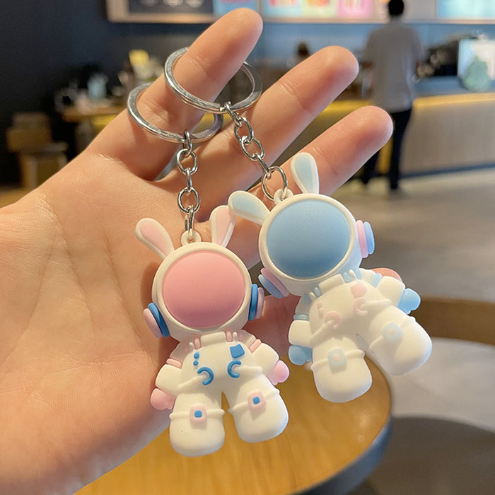 Wholesale Cartoon Space Rabbit Car Keychain Cute Creative Backpack Pendant Astronaut Bag Pendant Small Gift