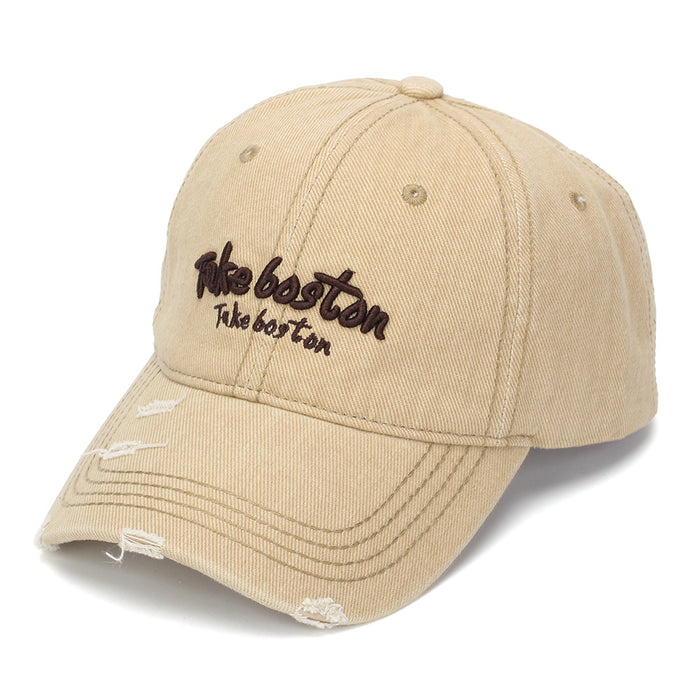 Wholesale Vintage Distressed Baseball Cap Military Green Embroidery Sun Protection Fashion Accessory