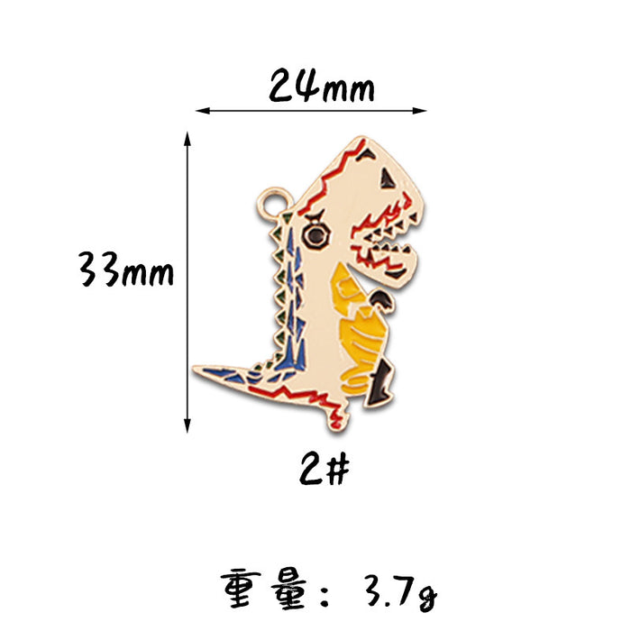 Wholesale 10pcs Cute Big Dinosaur Alloy Oil Drop Pendant Keychain Pendant Accessories