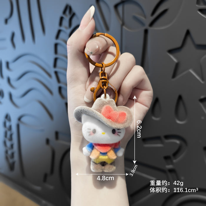 Wholesale Chef Cat Flocked Keychain Bag Charm Car Key Accessory MOQ≥2