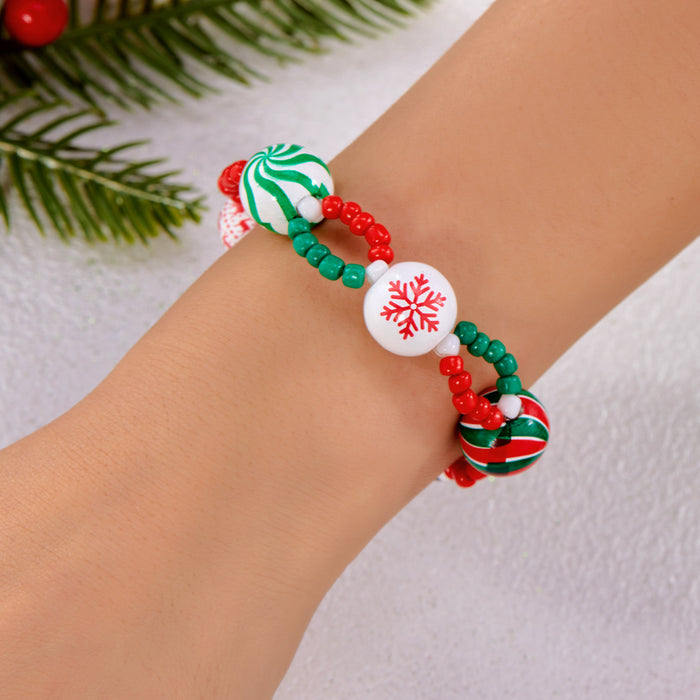 Wholesale Christmas Bracelet Necklace Set Christmas Style Candy Bracelet Necklace