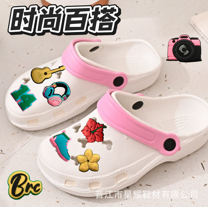Wholesale New hole shoe, flower shoe buckle set, versatile DIY soft rubber shoe accessories