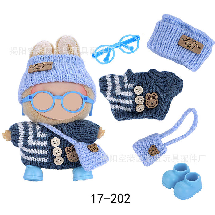 Wholesale Doll clothes Jacquard Sweater Hat Bag Shoes Glasses