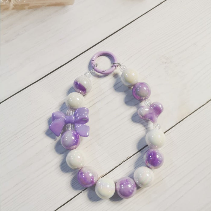 Wholesale Electroplated beaded bow car key chain mobile phone pendant