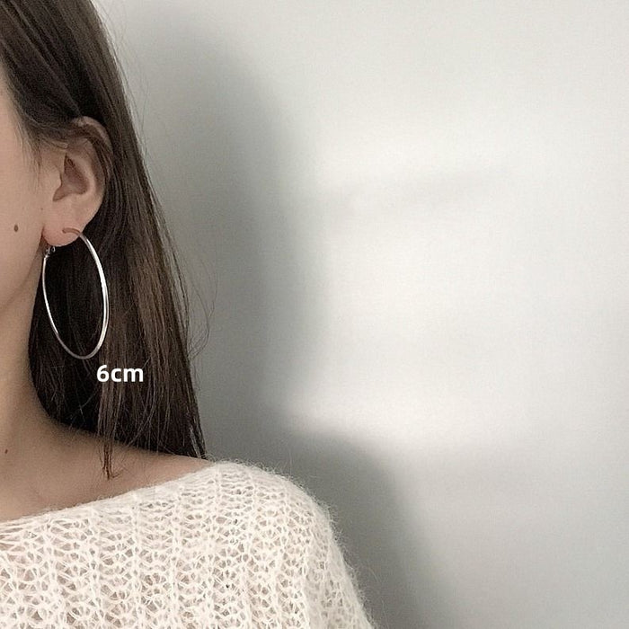 Wholesale Silver needle earrings large hoop earrings elegant earrings