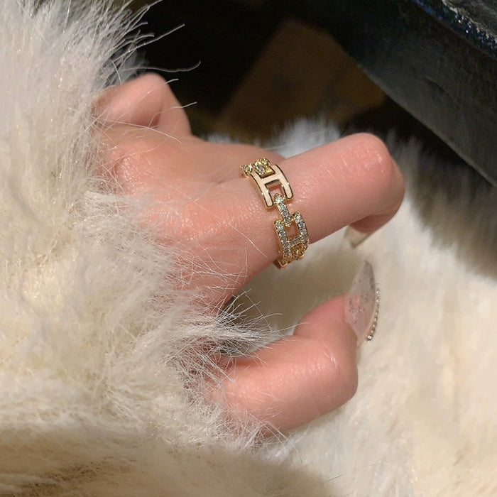 Wholesale Light luxury ring, high-end feel, open index finger ring, unique and niche ring