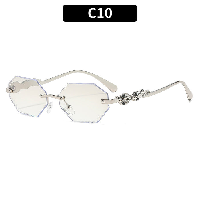 Wholesale Gold Rimless Octagonal Women' s Sunglasses - Fashion Accessory for Sun Protection and Daily Wear