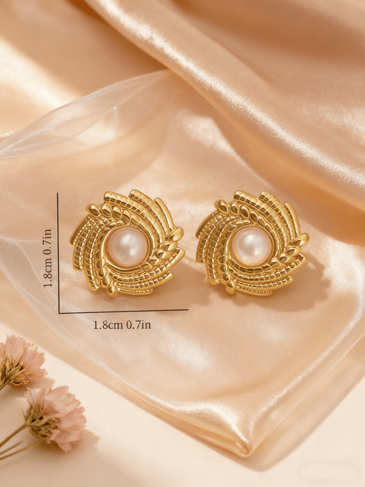 Wholesale Stainless Steel Geometric Oval Golden Earrings for Women