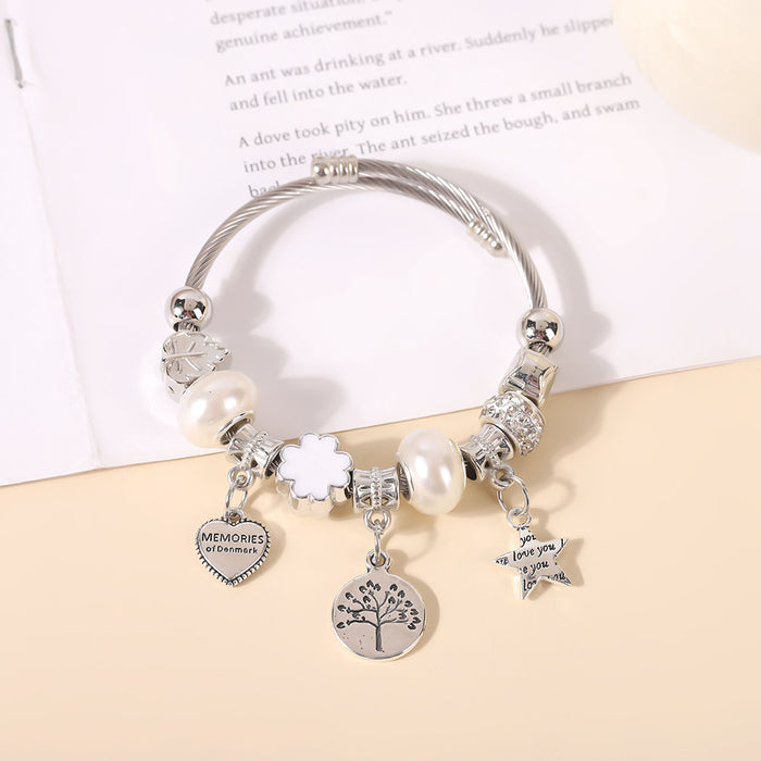 Wholesale Fashionable titanium steel bracelet, personalized pendant, crystal bracelet, versatile and high-end bracelet