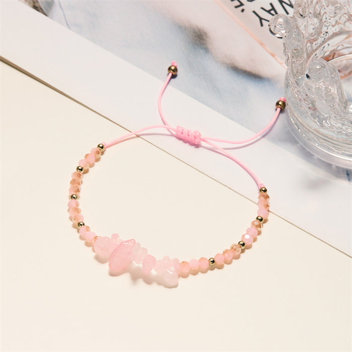 Wholesale hand-woven holiday style gravel beaded personality irregular stone woven adjustable bracelet