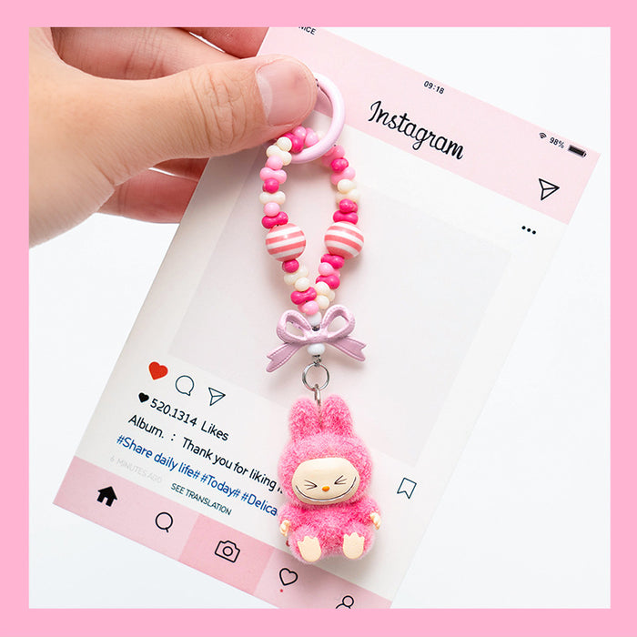 Wholesale Flocked mini keychain,  vinyl,  cute grain,  strolling bag,  mobile phone pendant,  cute ornament